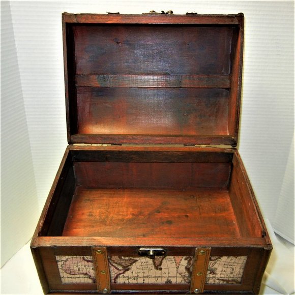 Via Vee World Classic MEDIUM Wood Leather Storage Domed Box NO BUNDLING - Picture 4 of 5